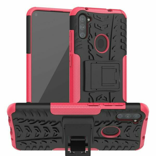

Чехол Armored для Samsung Galaxy A11 (A115) противоударный бампер с подставкой розовый