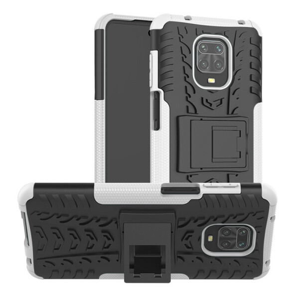 

Чехол Armored для Xiaomi Redmi Note 9 Pro Max противоударный бампер с подставкой белый