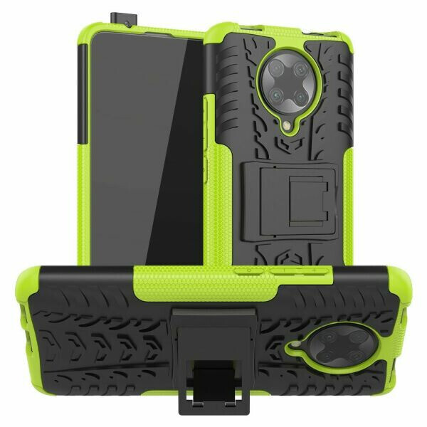 

Чехол Armored для Xiaomi Redmi K30 Pro противоударный бампер с подставкой салатовый