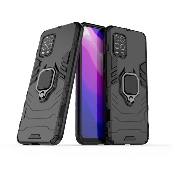 

Чехол Ring case для Xiaomi Mi 10 Lite бронированный бампер с кольцом черный