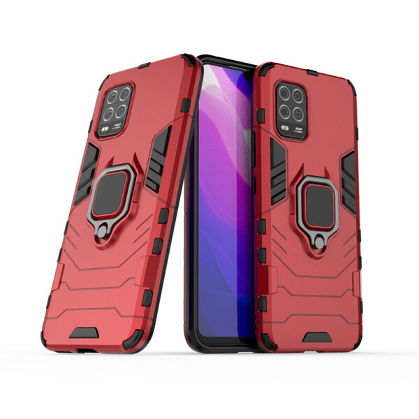 

Чехол Ring case для Xiaomi Mi 10 Lite бронированный бампер с кольцом красный