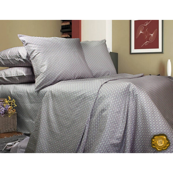 Комплект постельного белья Еней-Плюс Семейный С0134 серый, фиолетовый