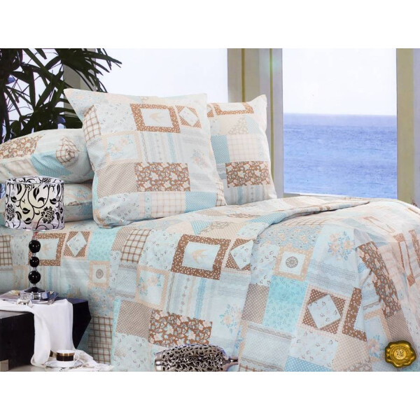 

Комплект постельного белья Еней-Плюс Двойной Т0490 коричневый, голубой