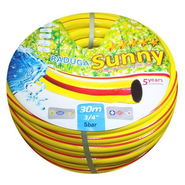 

Шланг поливочный Evci Plastik Райдуга Sunny желтый 3/4 дюйма, длина 30 м
