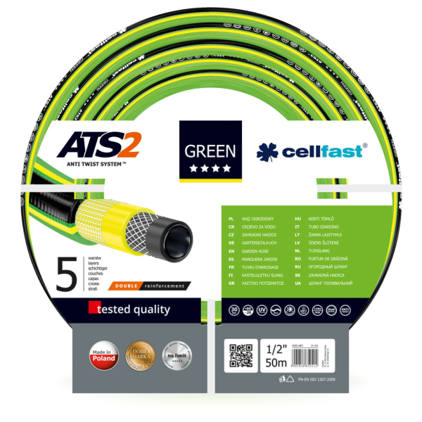 

Шланг садовый Cellfast Green ATS2 для полива диаметр 1/2 дюйма, длина 50 м