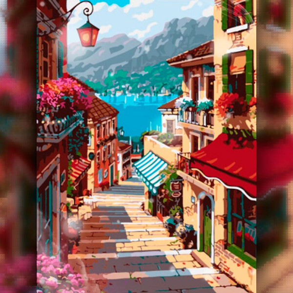 

Алмазная вышивка The Wortex Diamonds Улица в красных тонах 30x40 (TWD30014)
