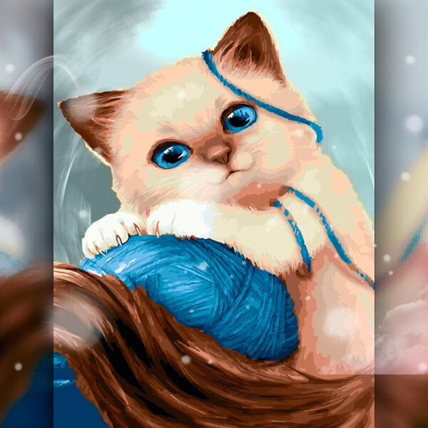 

Алмазная вышивка The Wortex Diamonds Котенок с клубком 30x40 (TWD20003)