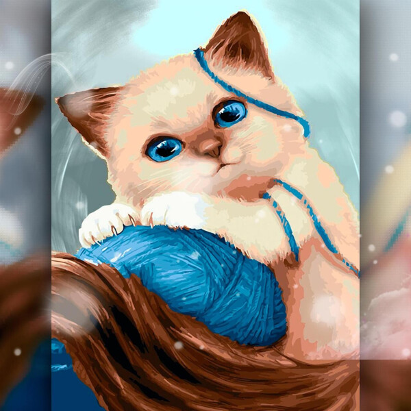

Алмазная вышивка The Wortex Diamonds Котенок с клубком 40x50 (TWD20003L)