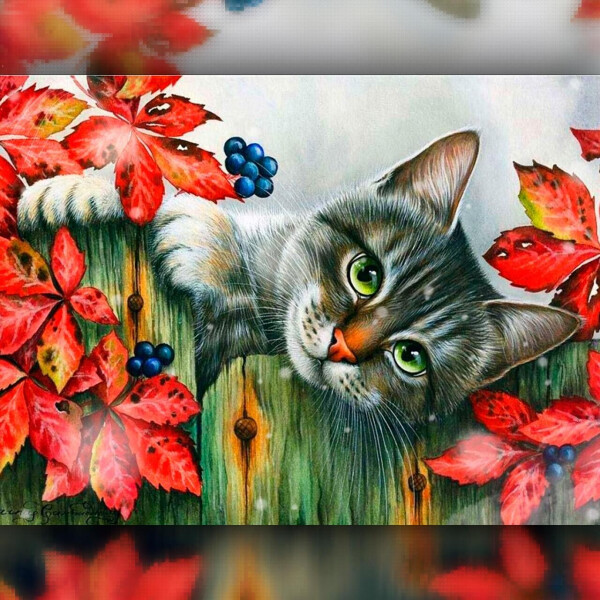 

Алмазная вышивка The Wortex Diamonds Котик в цветах 40x50 (TWD20008L)