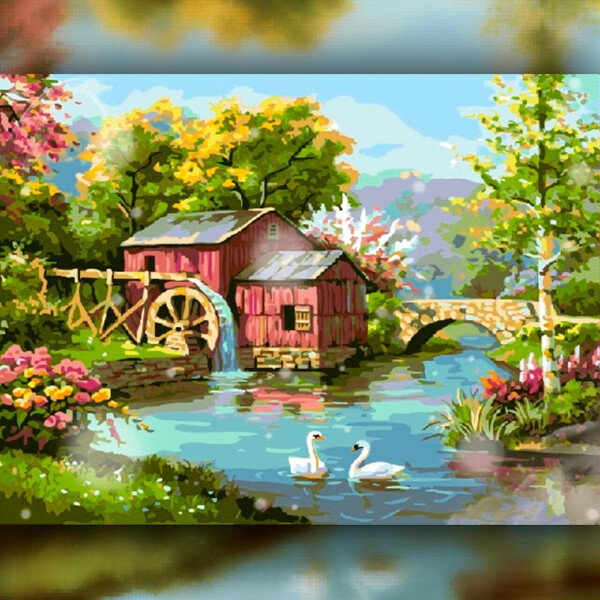 

Алмазная вышивка The Wortex Diamonds Водяная мельница 40x50 (TWD30008L)