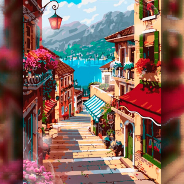 

Алмазная вышивка The Wortex Diamonds Улица в красных тонах 40x50 (TWD30014L)