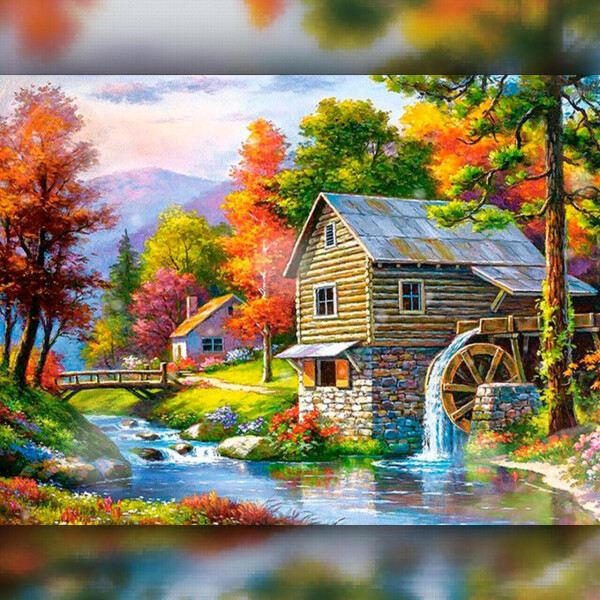 

Алмазная вышивка Водная мельница в лесу 40x50 The Wortex Diamonds (TWD30057L)