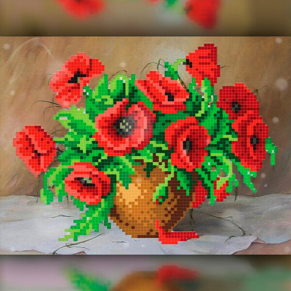 

Алмазная вышивка The Wortex Diamonds Маки в вазе 30x40 (TWD10003)