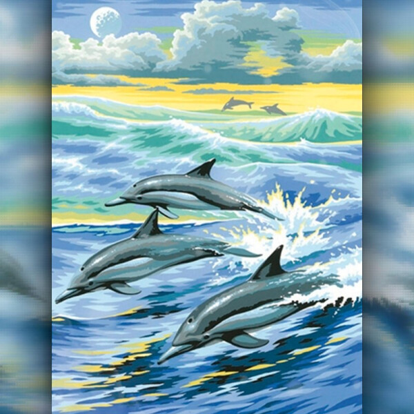 

Алмазная вышивка The Wortex Diamonds Дельфины в море 30x40 (TWD20011)