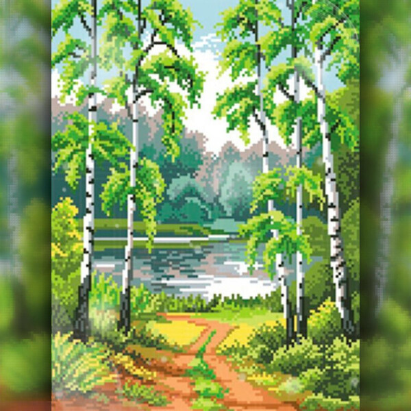 

Алмазная вышивка The Wortex Diamonds Берёзовый пейзаж 30x40 (TWD30017)