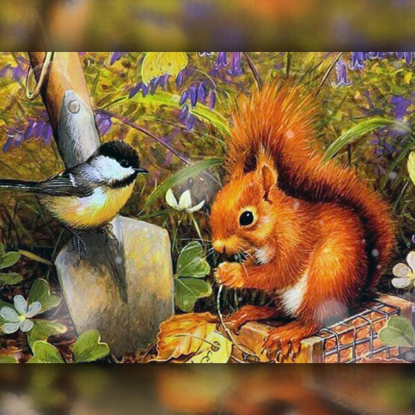 

Алмазная вышивка Белочка с синичкой 30x40 The Wortex Diamonds (TWD20052)