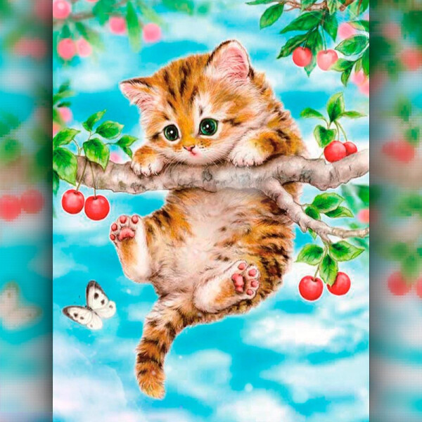 

Алмазная вышивка The Wortex Diamonds Котик на ветке 30x40 (TWD50001)