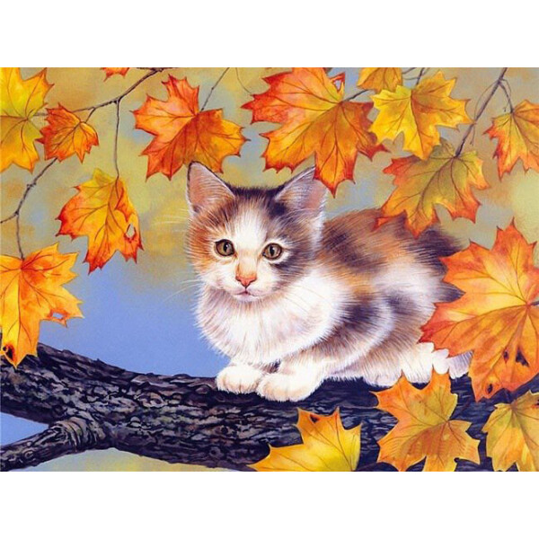 

АЛМАЗНАЯ ВЫШИВКА (НАБОР) - КОТЕНОК НА ВЕТКЕ DM-255