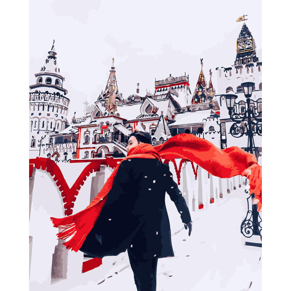 

Картина по номерам Красный шарф зимой, 40x50 см., Brushme