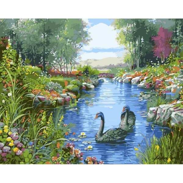 

Картина по номерам Черные лебеди. Худ. Андрес Орпинас, 40x50 см., Babylon