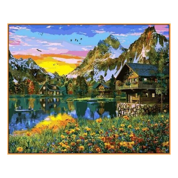

Картина по номерам Деревня у горного озера Babylon, 40x50 см., Babylon Premium