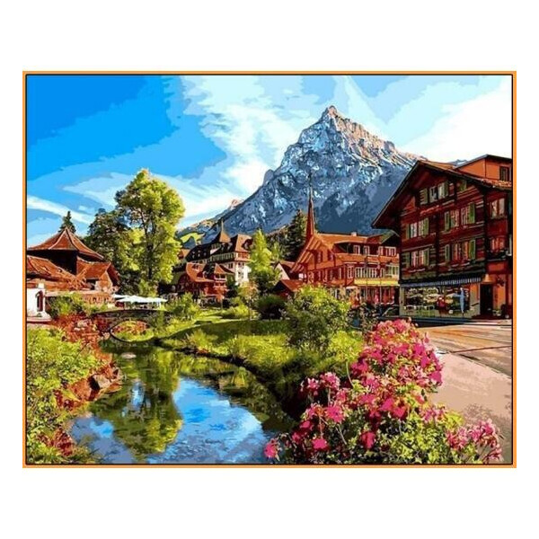 

Картина по номерам Альпийский городок, 40x50 см., Babylon Premium