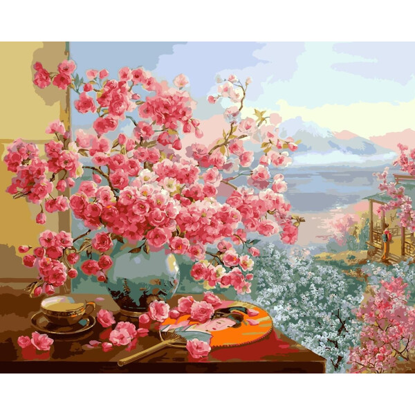 

Картина по номерам В объятиях цветущей сакуры, 40x50 см., Babylon Premium