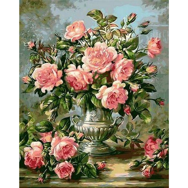 

Картина по номерам Розы в серебряной вазе, 40x50 см., Babylon Premium