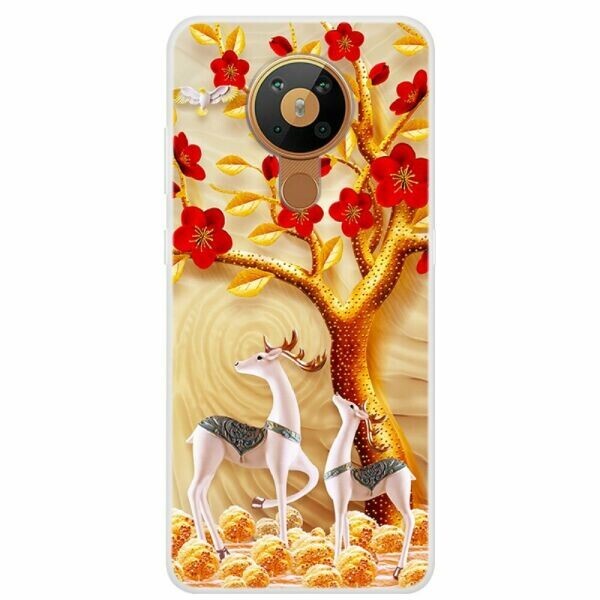 

Силиконовый (TPU) чехол Deexe Life Style для Nokia 5.3 - Tree and Reindeer