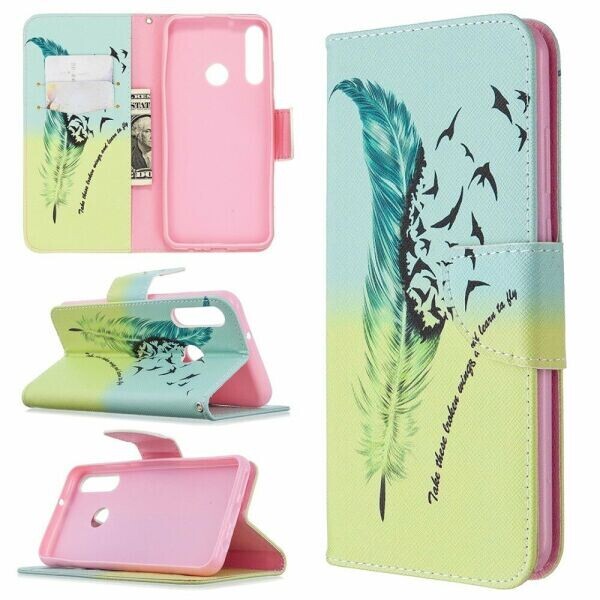 

Чехол-книжка Deexe Color Wallet для Huawei Y6p - Feather
