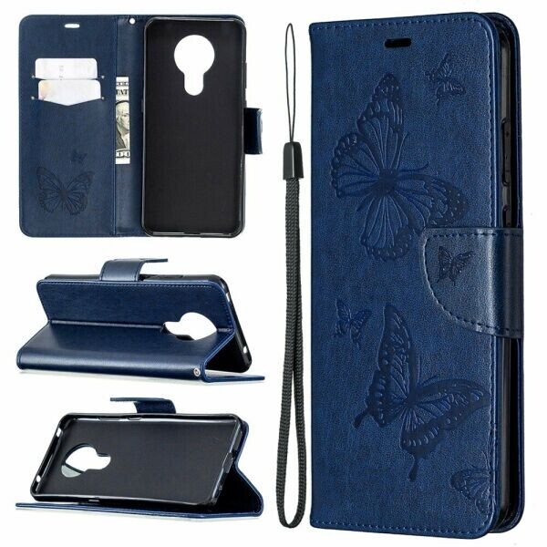 

Чехол UniCase Butterfly Pattern для Nokia 5.3 - Dark Blue