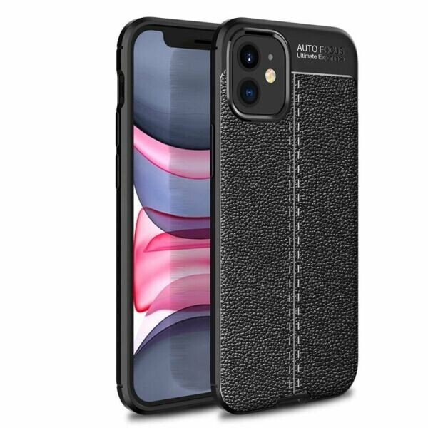 

Защитный чехол Deexe Leather Cover для Apple iPhone 12 - Black
