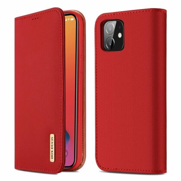 

Кожаный чехол DUX DUCIS Wish Series для Apple iPhone 12 Pro / iPhone 12 Max - Red