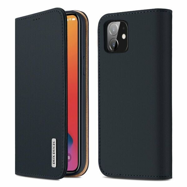 

Кожаный чехол DUX DUCIS Wish Series для Apple iPhone 12 Pro / iPhone 12 Max - Dark Blue