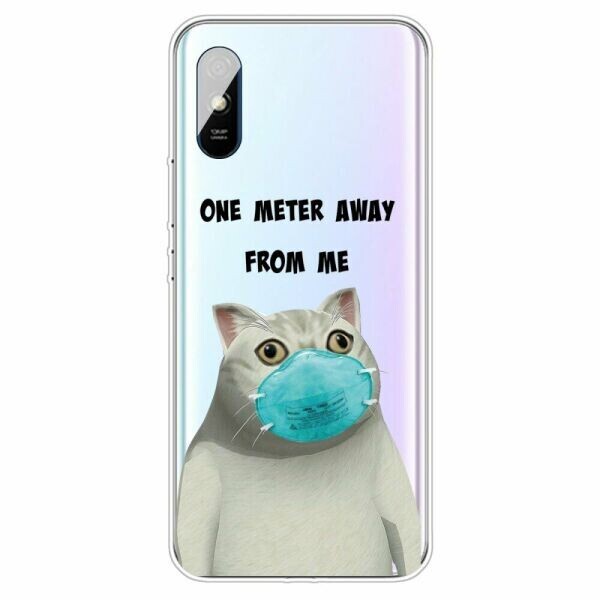 

Силиконовый (TPU) чехол Deexe Pretty Glossy для Xiaomi Redmi 9A - Cat Wearing Mask