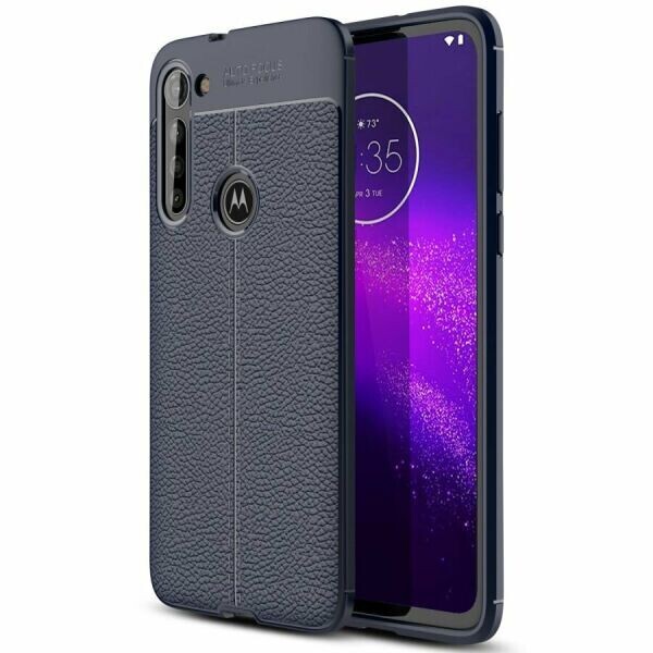 

Защитный чехол Deexe Leather Cover для Motorola Moto G8 Power - Dark Blue