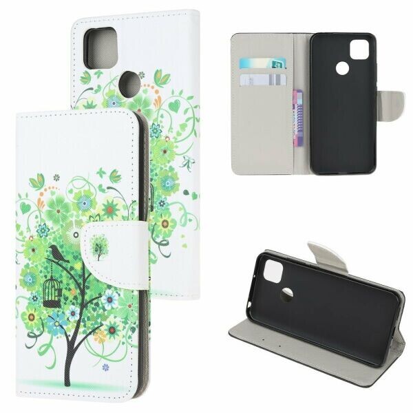 

Чехол-книжка Deexe Color Wallet для Xiaomi Redmi 9C - Green Flower Tree