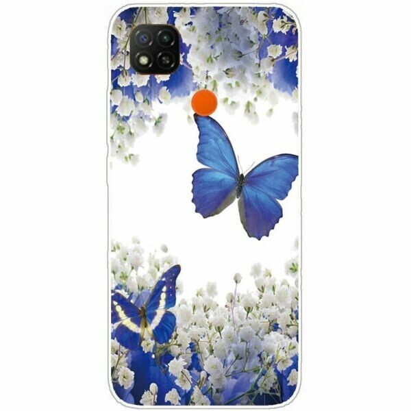 

Силиконовый (TPU) чехол Deexe Pretty Glossy для Xiaomi Redmi 9C - Blue Butterflies