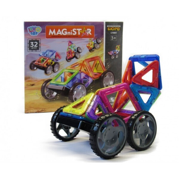 

Магнитный конструктор Limo Toy MAGniSTAR 3001 32 детали Цветные магниты Транспорт