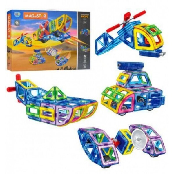 Акция на Магнитный конструктор Limo Toy MAGniSTAR 5001 96 деталей Цветные магниты Авиатор от Allo UA