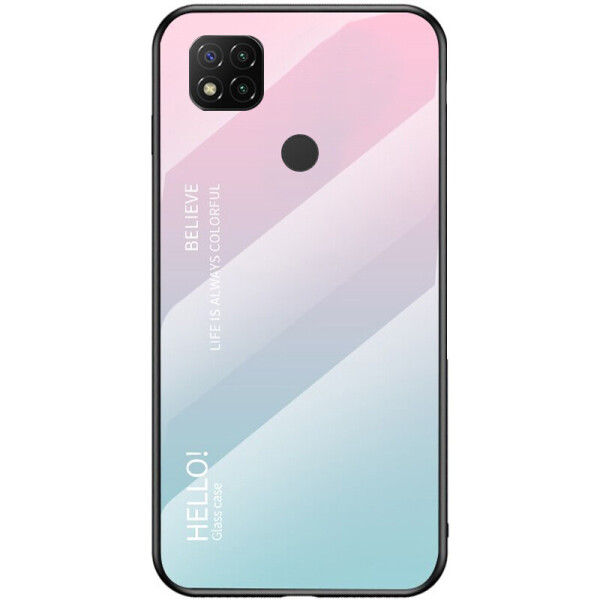 

TPU+Glass чехол Gradient HELLO для Xiaomi Redmi 9C Розовый / Мятный