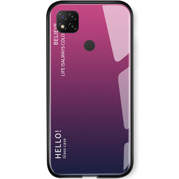 

TPU+Glass чехол Gradient HELLO для Xiaomi Redmi 9C Малиновый