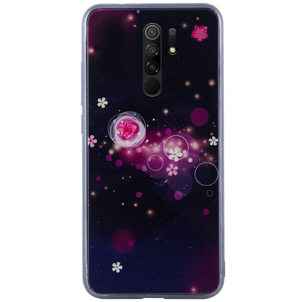 

TPU+Glass чехол Fantasy с глянцевыми торцами для Xiaomi Redmi 9 Пузырьки и цветы