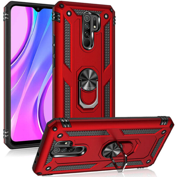 

Ударопрочный чехол Serge Ring магнитный держатель для Xiaomi Redmi 9 Красный