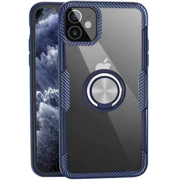 

TPU+PC чехол Deen CrystalRing for Magnet (opp) для Apple iPhone 12 (5.4") Бесцветный / Темно-синий