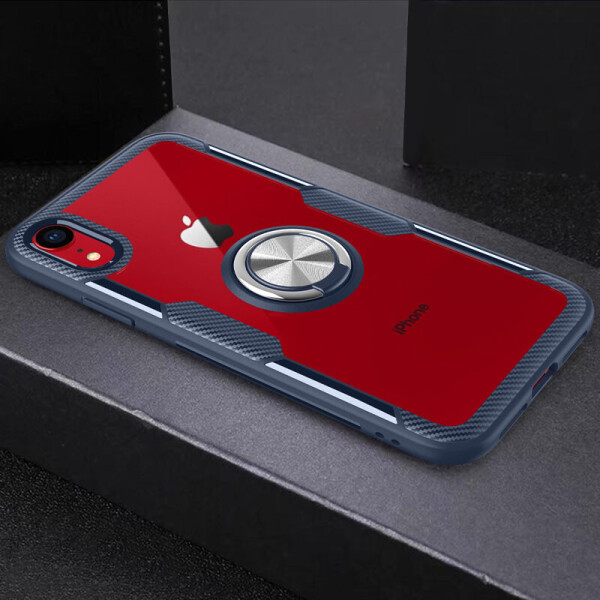 

TPU+PC чехол Deen CrystalRing for Magnet (opp) для Apple iPhone XR (6.1") Бесцветный / Темно-синий
