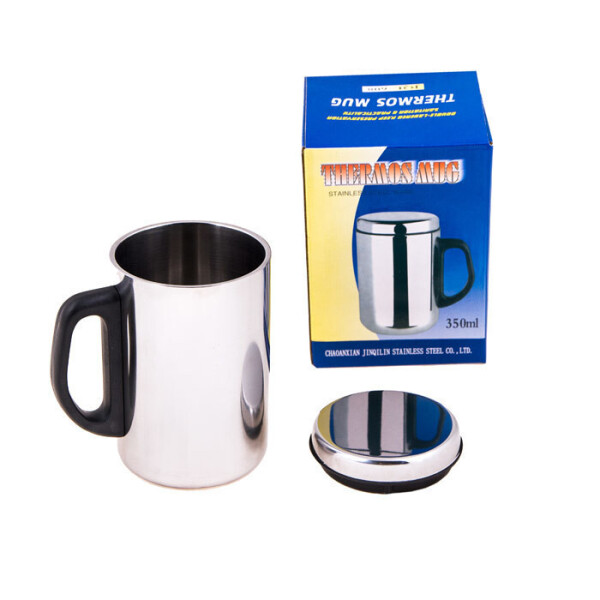

Термокружка с крышкой, 350мл, D7см, h12см, Thermos Mug, нержавеющея сталь, серая