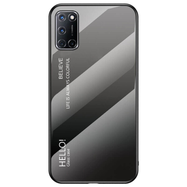 

TPU+Glass чехол Gradient HELLO для Oppo A52 / A72 / A92 Черный / Серый