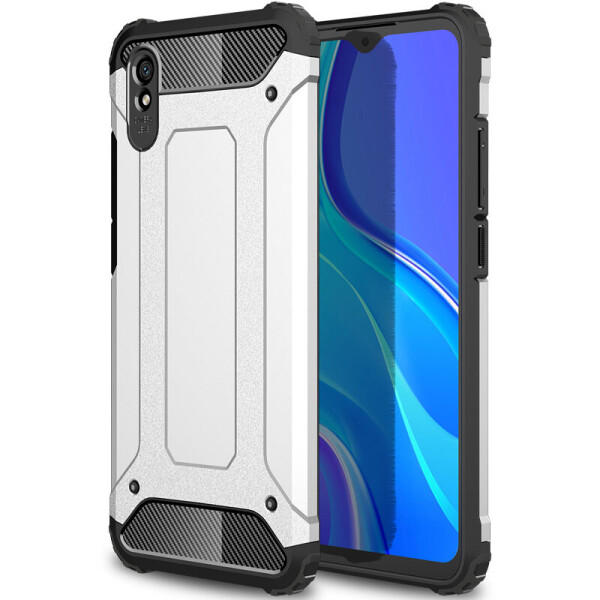 

Бронированный противоударный TPU+PC чехол Immortal для Xiaomi Redmi 9A Серебряный