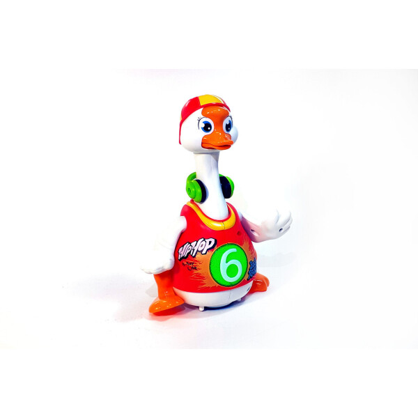 

Развивающая музыкальная интерактивная игрушка Гусь - Хип-Хопер, Hola Toys, красный. Танцует хип-хоп, читает рэп по-английски, светится, возмущается, если его трогаешь за шею, ездит в произвольном направлении, двигает клювом, лапами, крыльями, шеей.